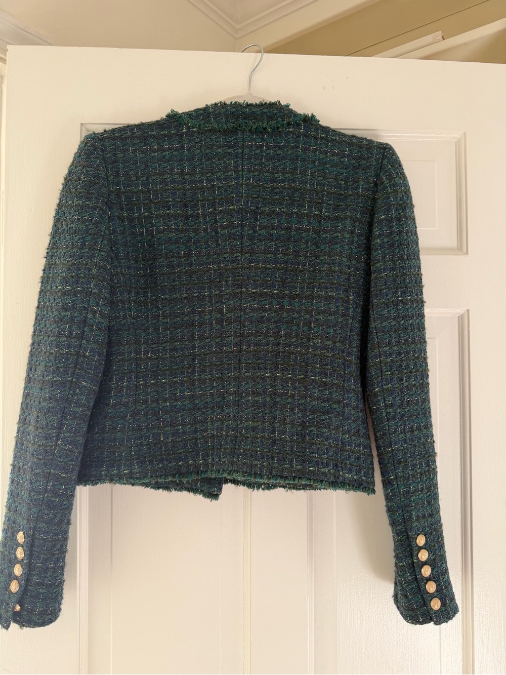 Generation Love Classic Dark Green Tweed Chain-Trim Jacket - Picture 3 of 5